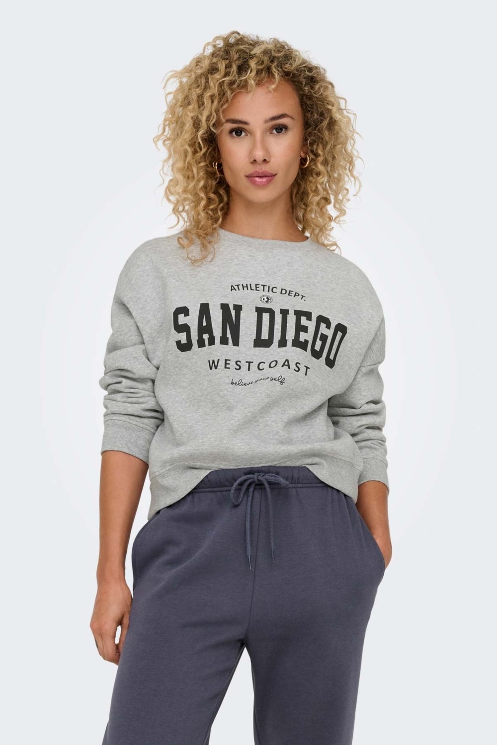 Only Onlsweat L/s Crew Oversız A Grı Mel Kadın Sweatshirt