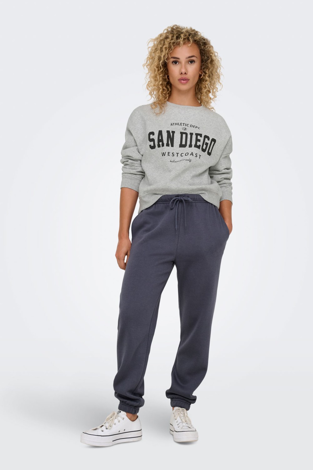 Only Onlsweat L/s Crew Oversız A Grı Mel Kadın Sweatshirt görsel 3