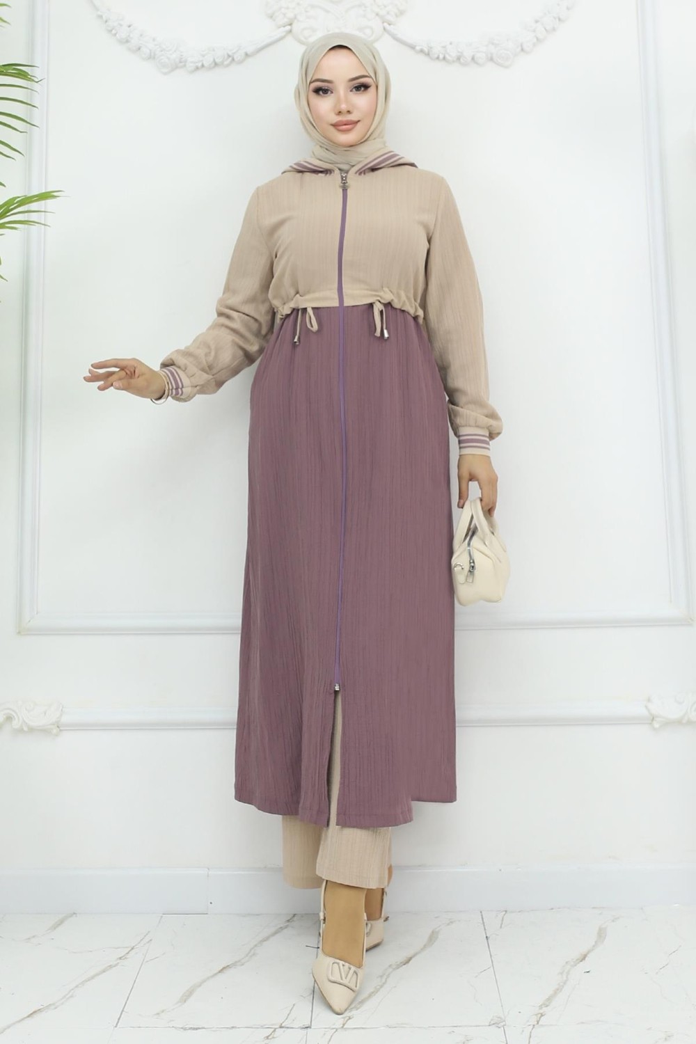 Moda Mihram Beli Bağcıklı Ribanalı Takım Gül Kurusu 19237