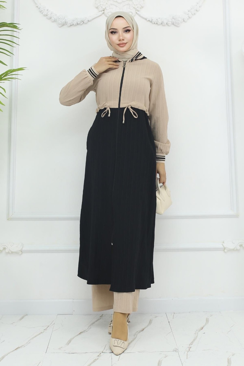 Moda Mihram Beli Bağcıklı Ribanalı Takım Gül Kurusu 19237 görsel 6