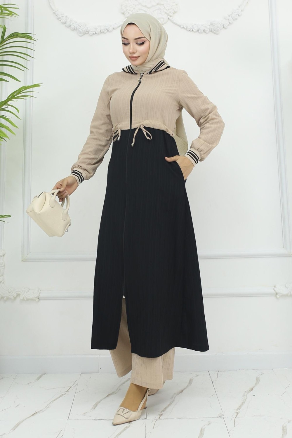 Moda Mihram Beli Bağcıklı Ribanalı Takım Gül Kurusu 19237 görsel 8