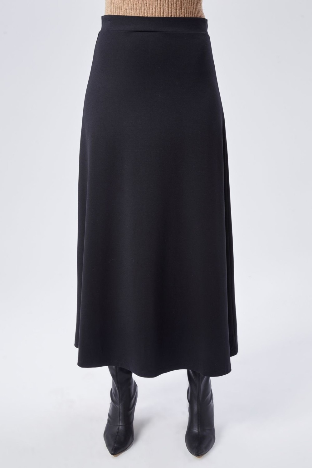Maison La Femme Kadın Kloş Uzun Etek Siyah Renk Regular Fit 2XL Örme Kumaş ile Rahat ve Şık Seçim görsel 2