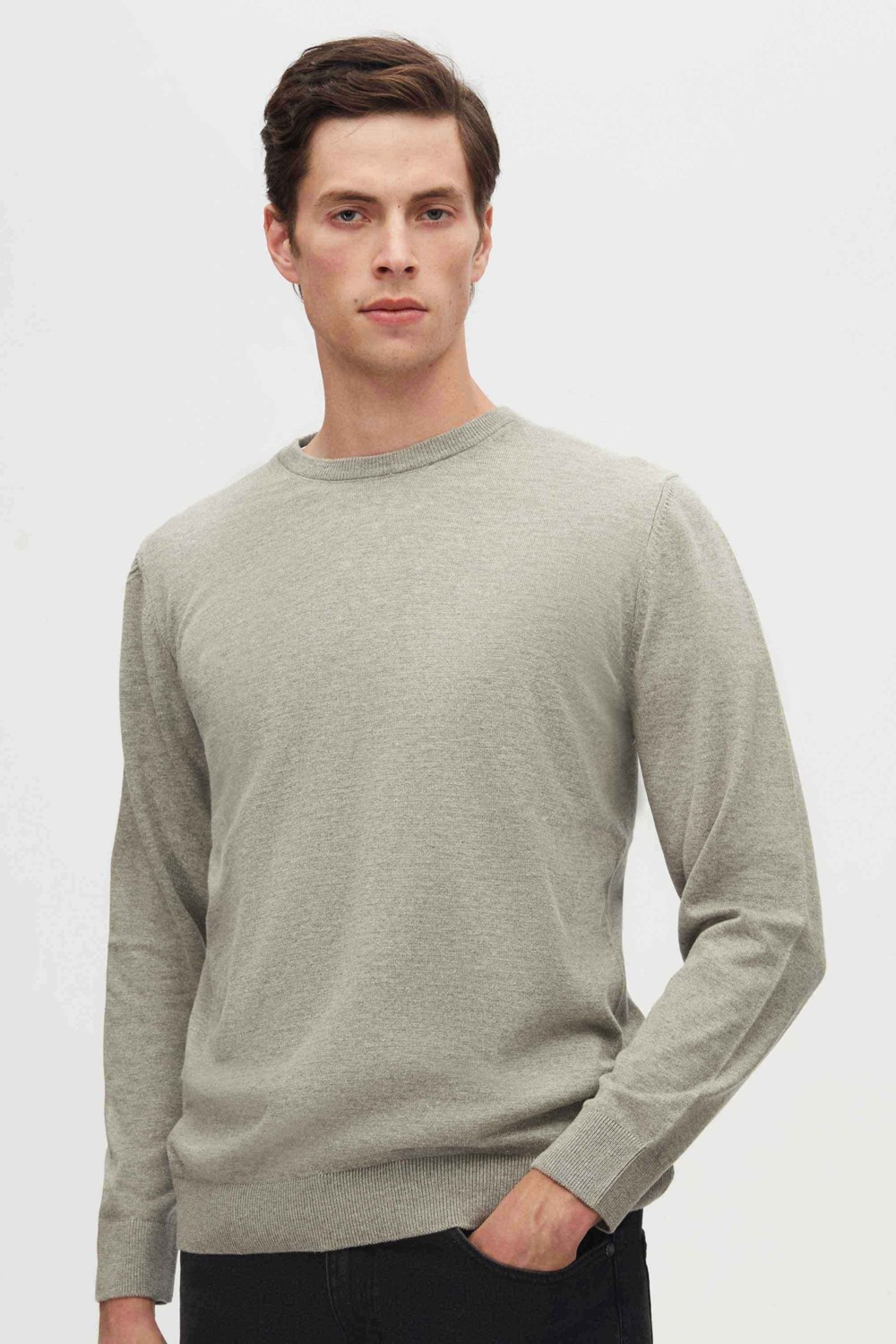 D'S Damat Ds Damat Regular Fit Koyu Mavi Tüylenme Yapmayan Bisiklet Yaka Triko Kazak 5HF06ORT12004
