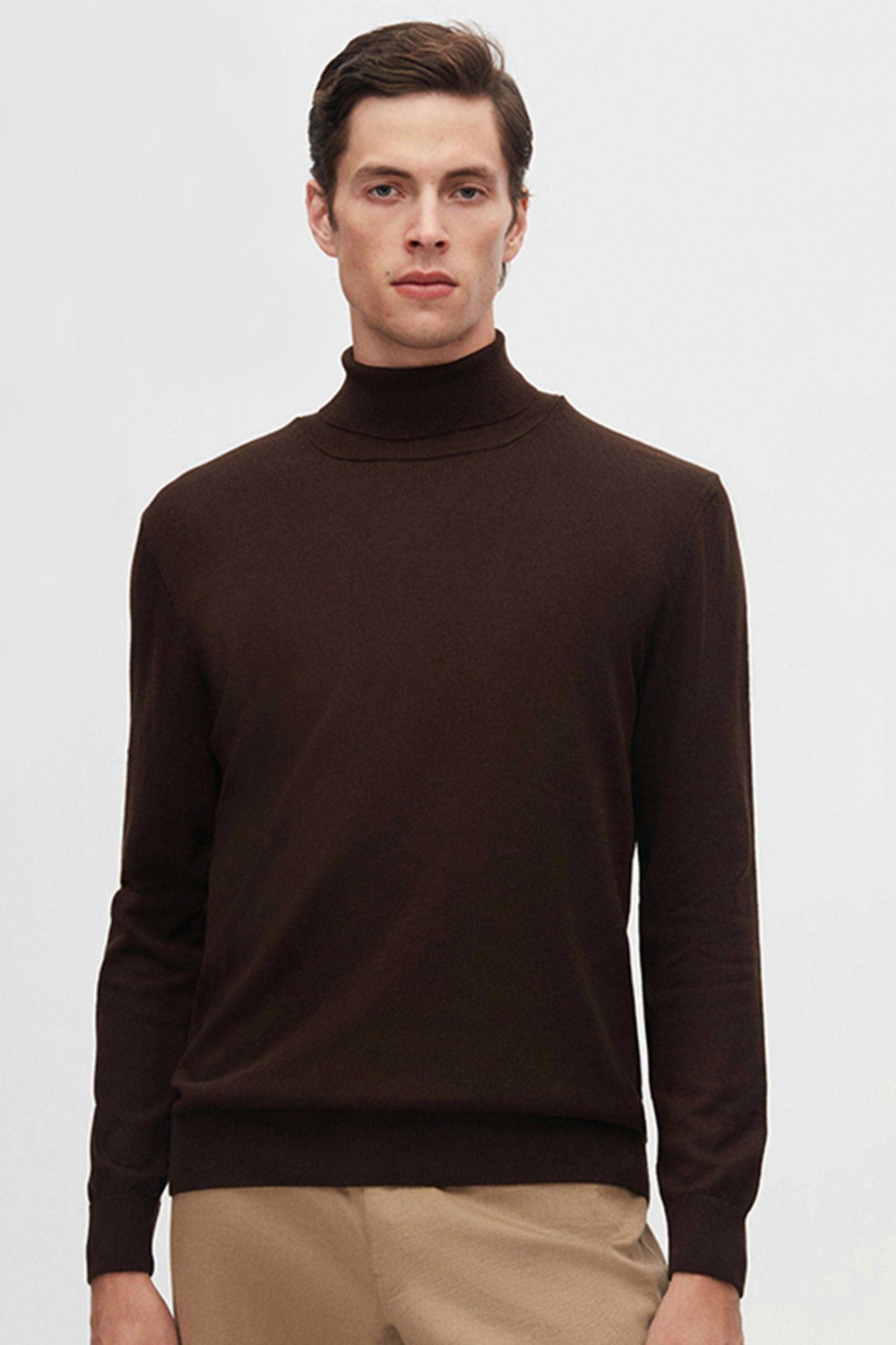 D'S Damat Regular Fit Haki Pamuk Karışımlı Balıkçı Yaka Triko Kazak 5HF06ORT12007