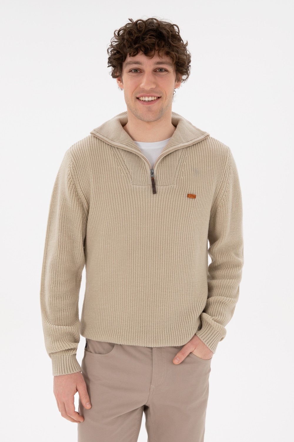 U.S. Polo Assn. Erkek Regular Fit Yarım Fermuarlı Siyah Kazak 50297047-VR046