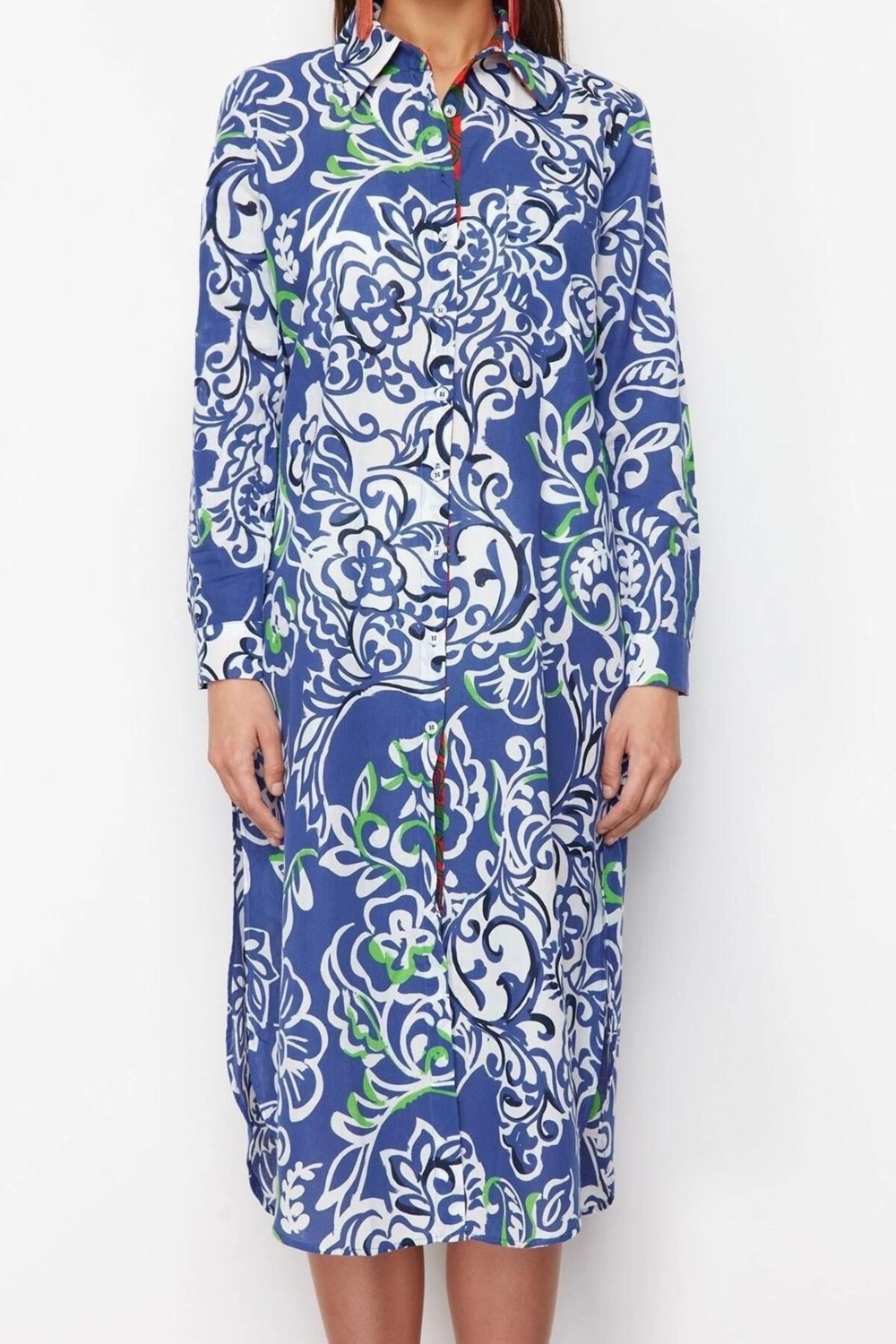 Ersefa Moda Dokuma Rahat Kalıp Regular Gömlek Yaka Standart Kol Vual Basic Etnik Desen Kimono Kaftan
