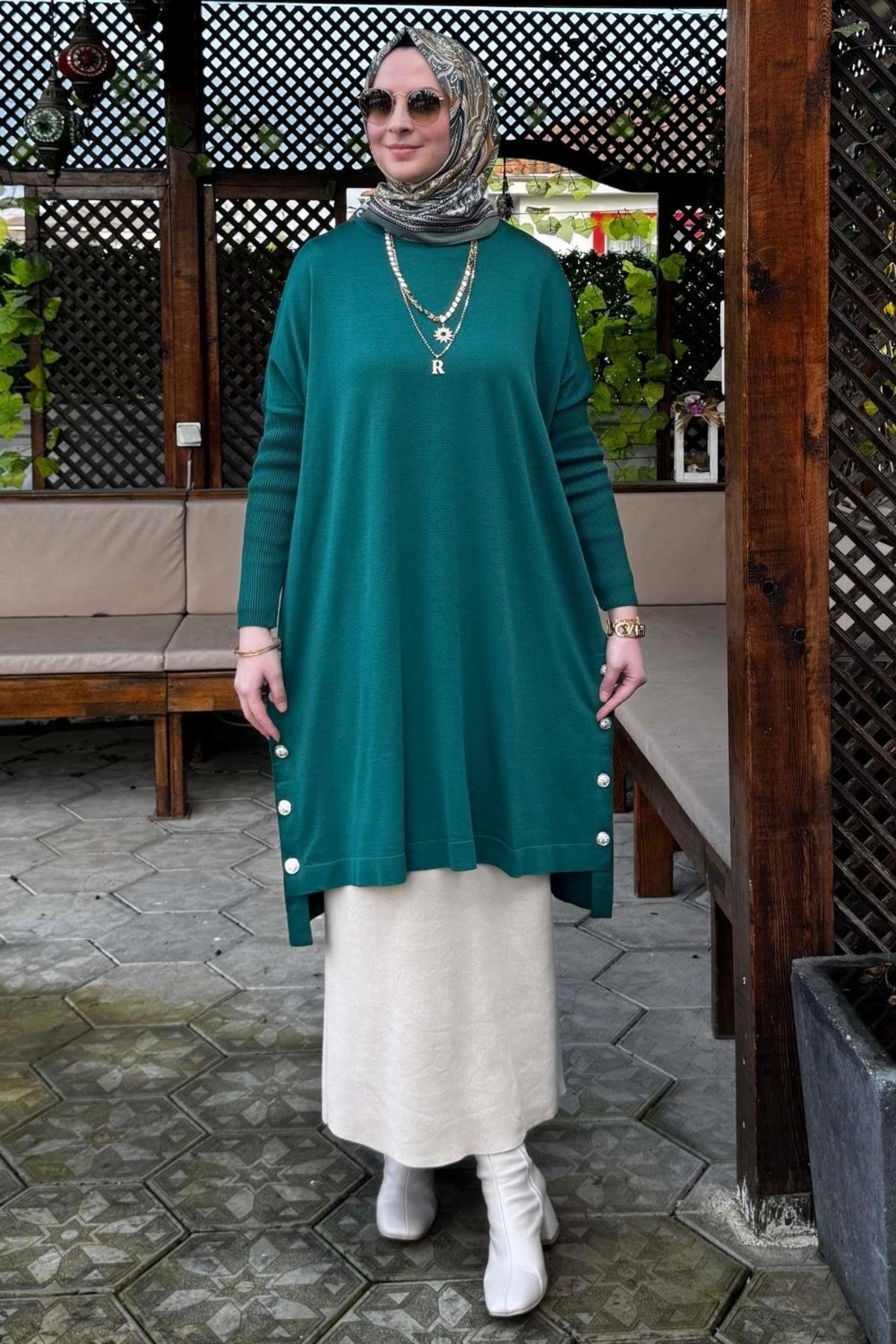 Rabia Şamlı Sevda Triko Tunik Zümrüt