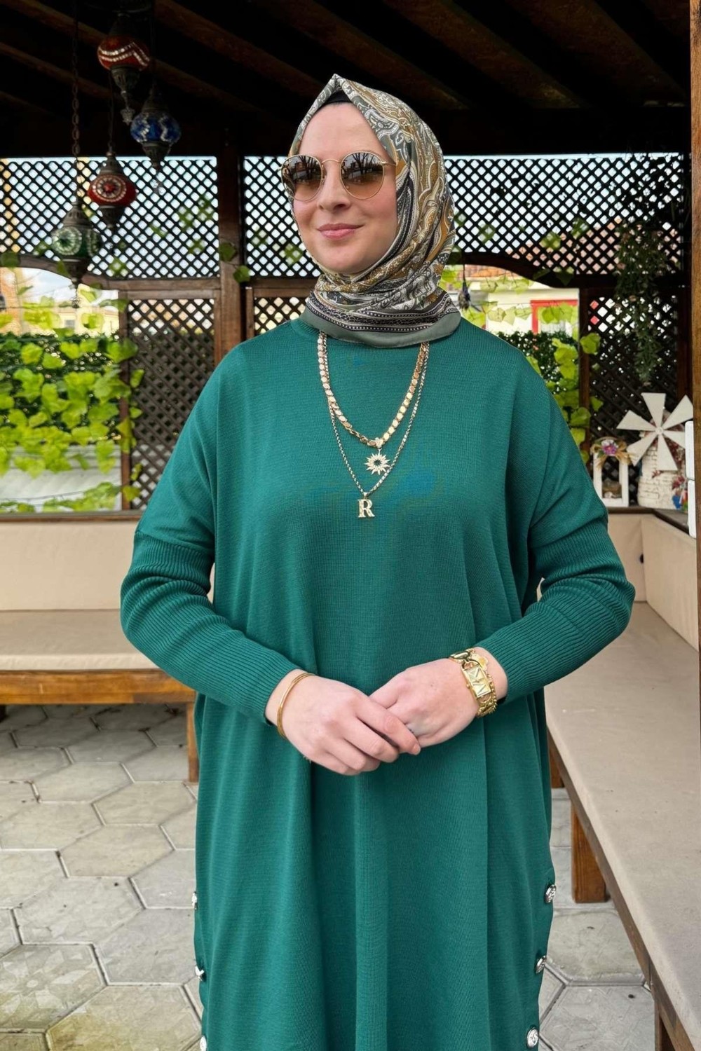 Rabia Şamlı Sevda Triko Tunik Zümrüt görsel 2