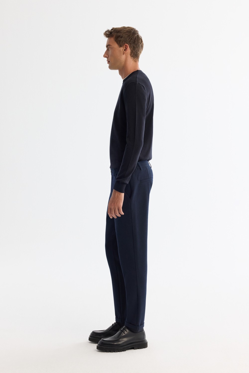 AVVA Erkek Siyah Yanı Lastikli Bi-Stretch Kolay Ütülenen Chino Slim Fit Pantolon B003037 görsel 7