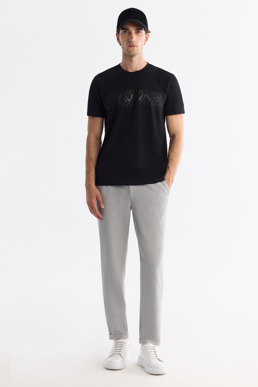 AVVA Erkek Siyah Yanı Lastikli Bi-Stretch Kolay Ütülenen Chino Slim Fit Pantolon B003037