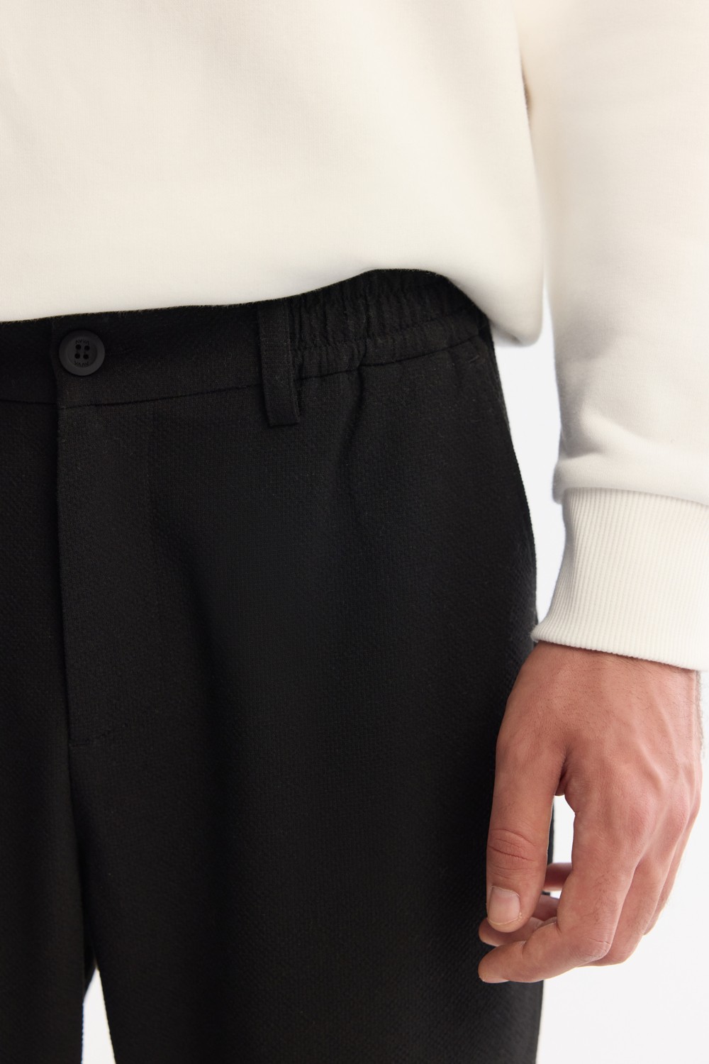 AVVA Erkek Siyah Yanı Lastikli Bi-Stretch Kolay Ütülenen Chino Slim Fit Pantolon B003037 görsel 4