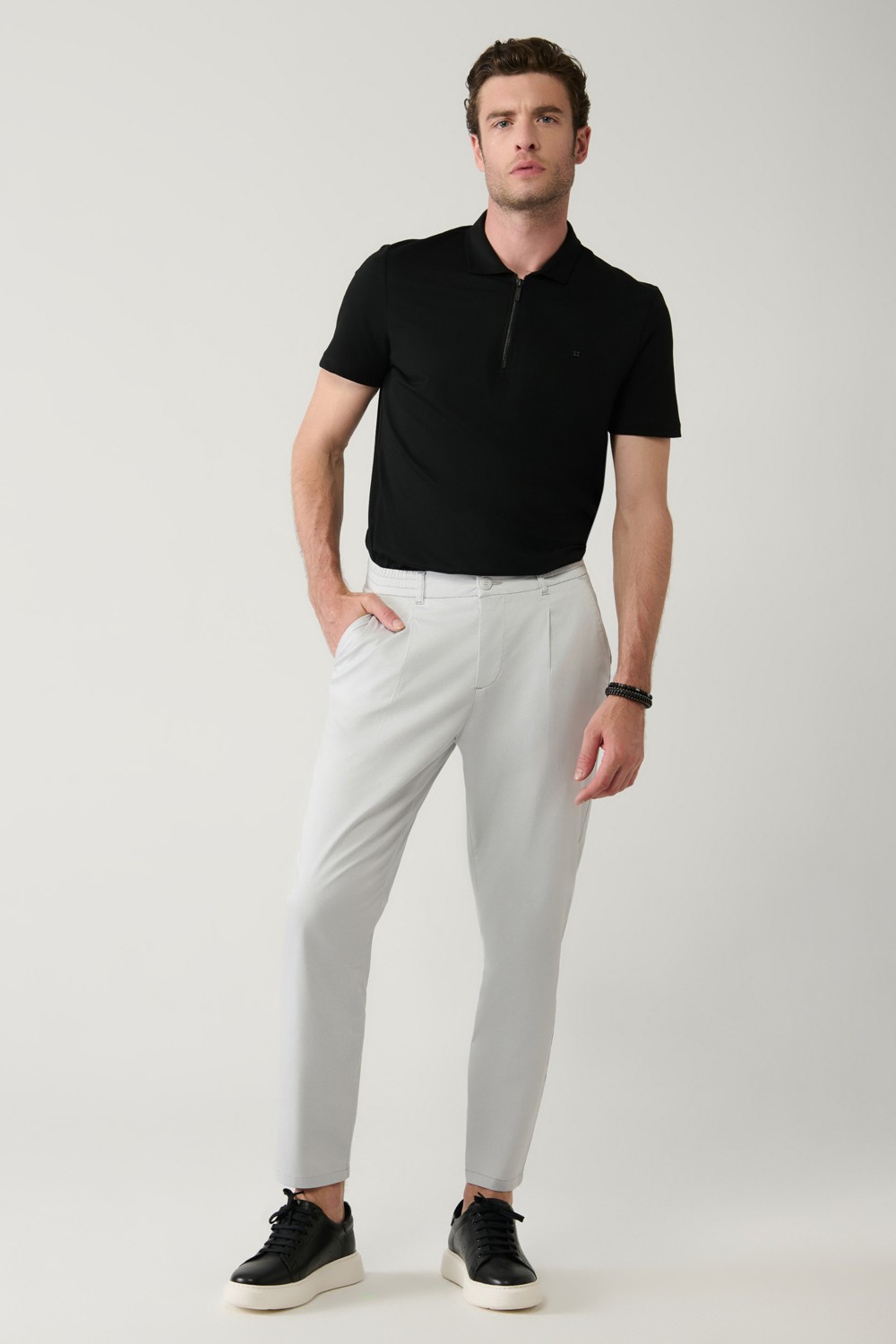 AVVA Erkek Siyah Pamuklu Klasik Bel Relaxed Fit Pantolon A41Y3037