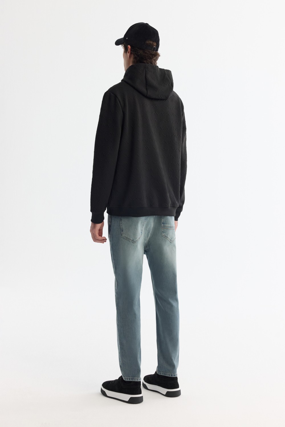 AVVA Erkek Siyah Kapüşonlu Baskılı Elastan Regular Fit Sweatshirt A42Y1332 görsel 4