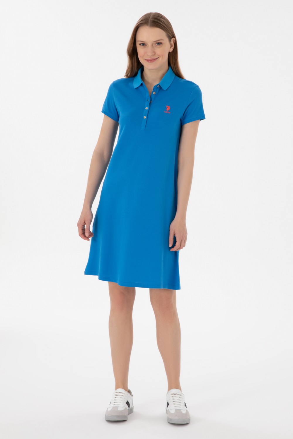 U.S. Polo Assn. Kadın Mor Polo Yaka Mini Boy Örme Elbise 50280038-VR038 görsel 7