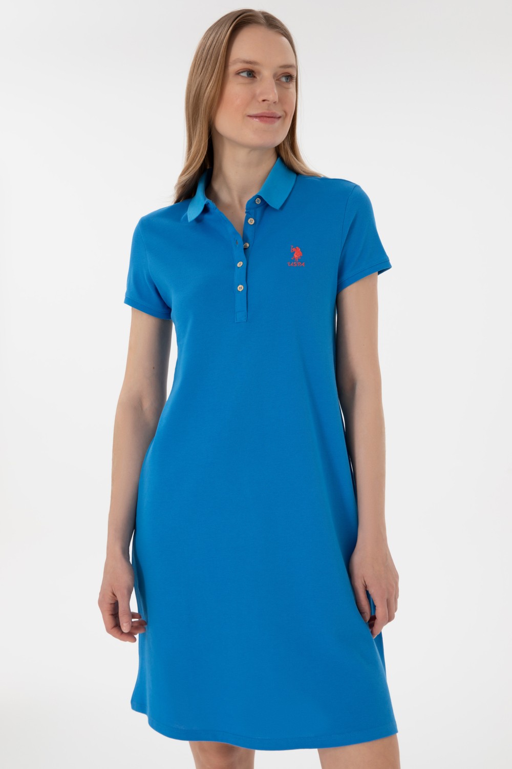 U.S. Polo Assn. Kadın Mor Polo Yaka Mini Boy Örme Elbise 50280038-VR038 görsel 8