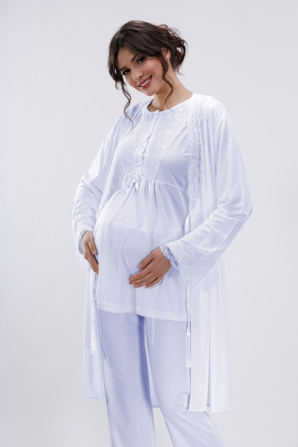 Lorian's Pudra Hamile ve Lohusa Pijama Takımı 3'lü Set