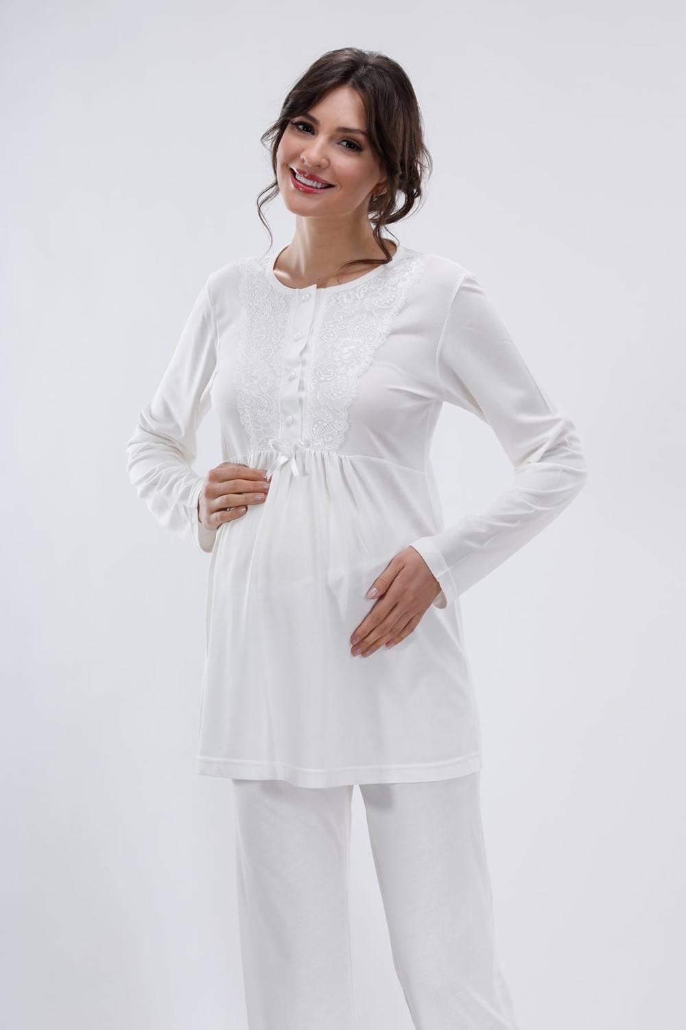 Lorian's Pudra Hamile ve Lohusa Pijama Takımı 3'lü Set görsel 4