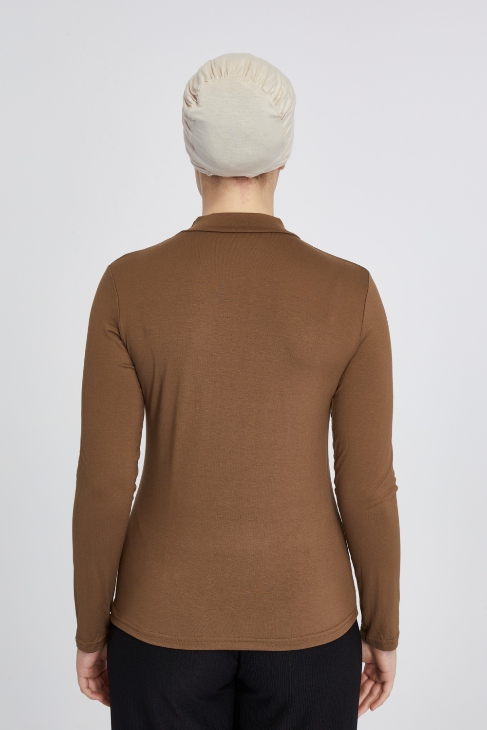 Manolyaşal İslamic Hijab Manolyaşal Hafif Uzun Kollu Balıkçı Yakalı Organik Kadın Body - Siyah - L-XL görsel 7