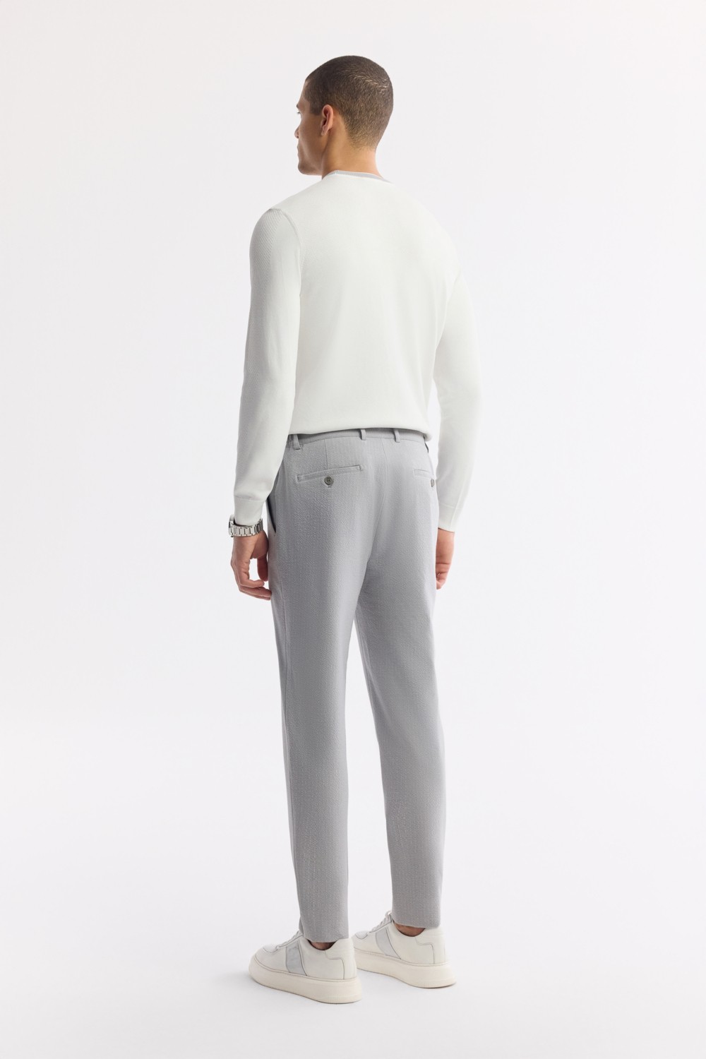 AVVA Erkek Gri Yan Cepli Beli Lastikli Bi-Stretch Teknik Kumaş Comfort Slim Fit Pantolon A51Y3201 görsel 3