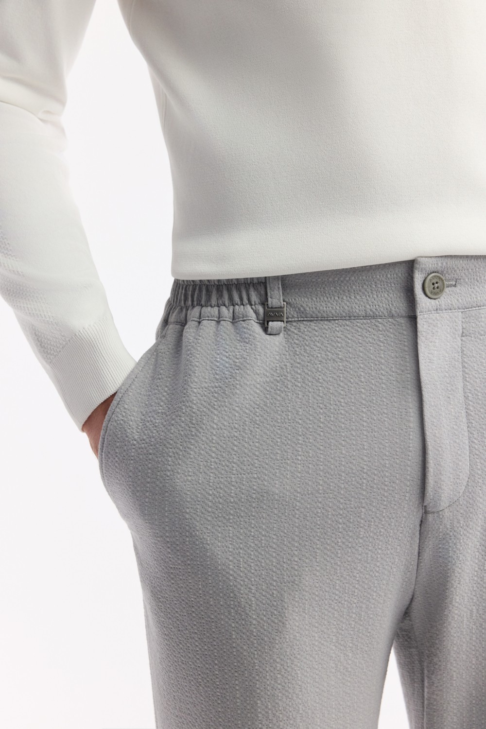 AVVA Erkek Gri Yan Cepli Beli Lastikli Bi-Stretch Teknik Kumaş Comfort Slim Fit Pantolon A51Y3201 görsel 4