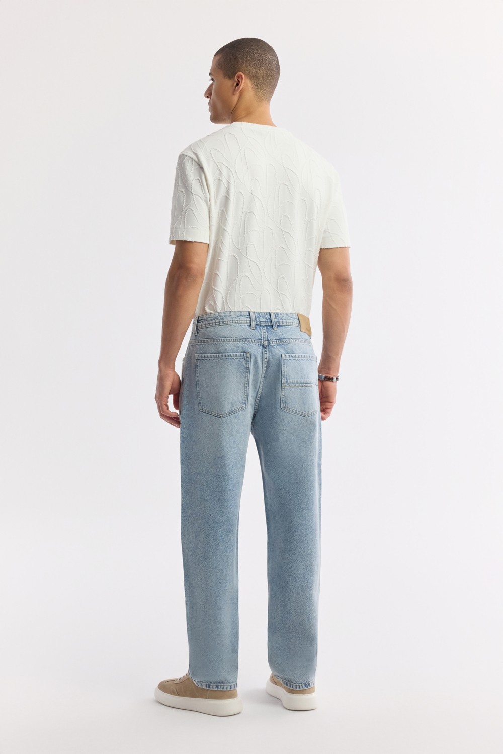 AVVA Erkek Açık Mavi Klasik Bel %100 Pamuk Eskitme Yıkamalı Tokyo Straight Fit Jean Pantolon A51Y3546 görsel 3