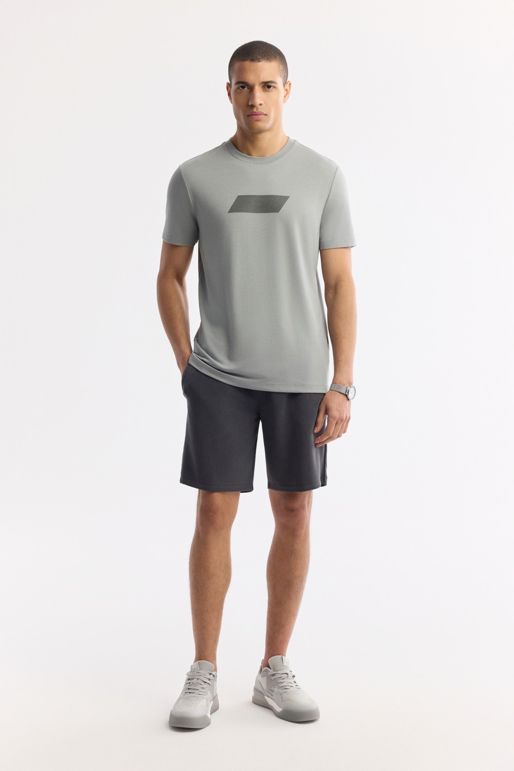 AVVA Erkek Gri Bisiklet Yaka Baskılı Rayon Soft Touch Regular Fit T-Shirt A51Y1031 görsel 5