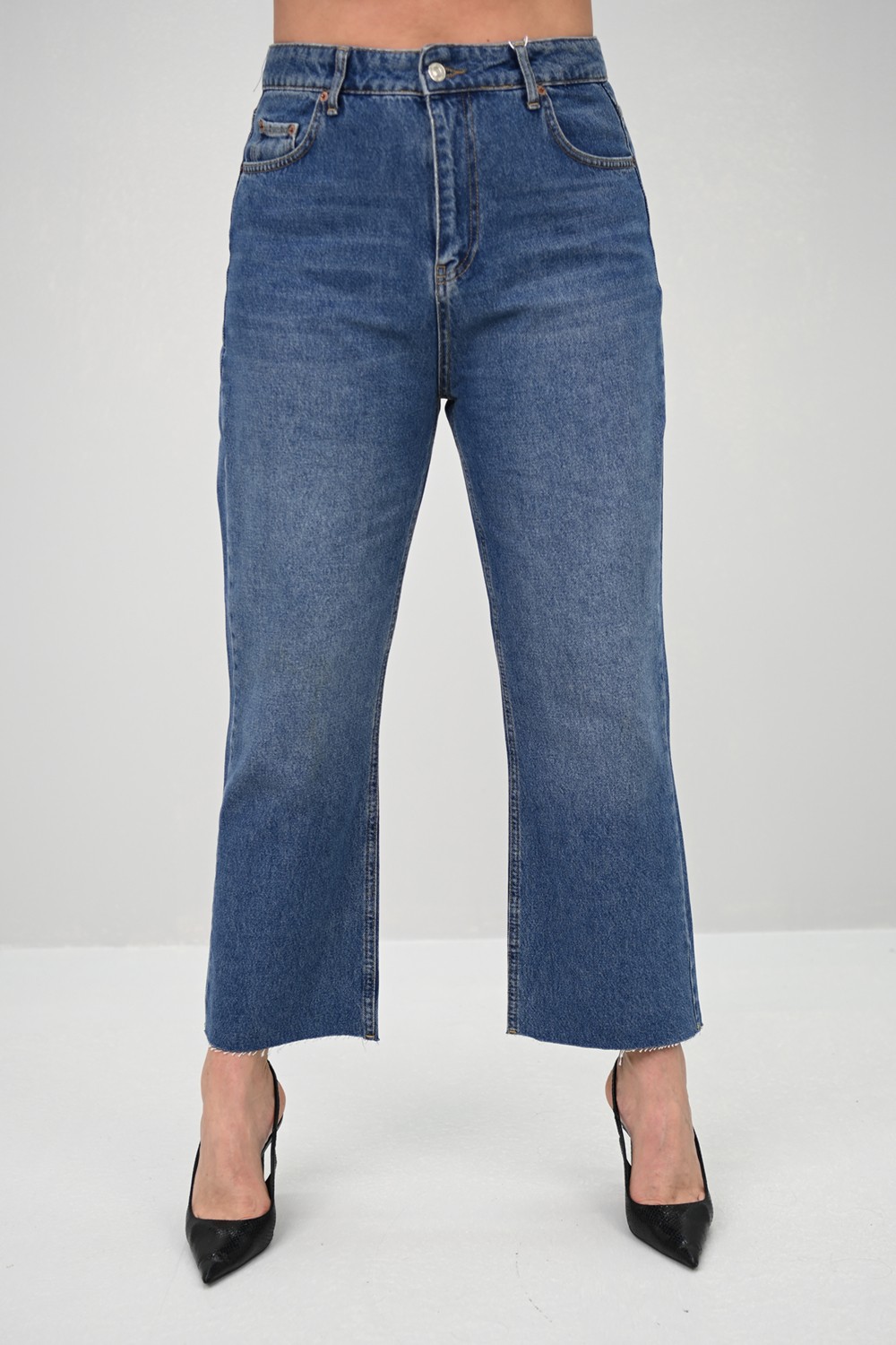 Koza Butik Kadın Büyük Beden Yüksek Bel Mom Jean 4418-25 DPL-968