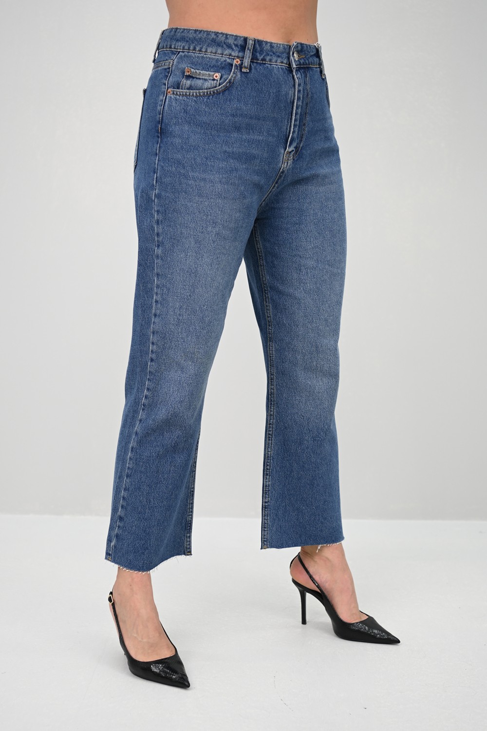 Koza Butik Kadın Büyük Beden Yüksek Bel Mom Jean 4418-25 DPL-968 görsel 2