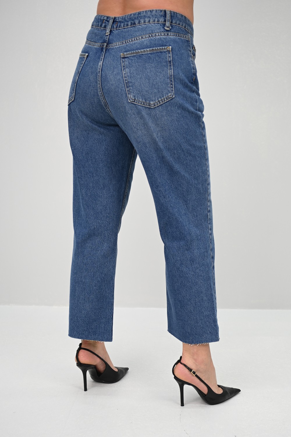 Koza Butik Kadın Büyük Beden Yüksek Bel Mom Jean 4418-25 DPL-968 görsel 3