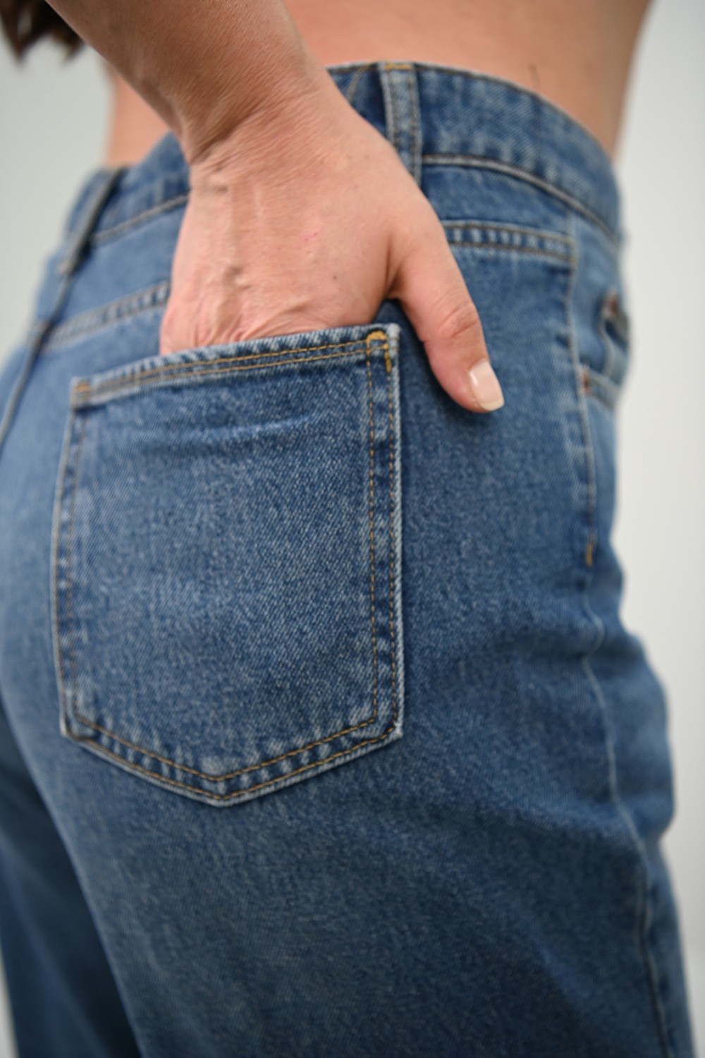 Koza Butik Kadın Büyük Beden Yüksek Bel Mom Jean 4418-25 DPL-968 görsel 5