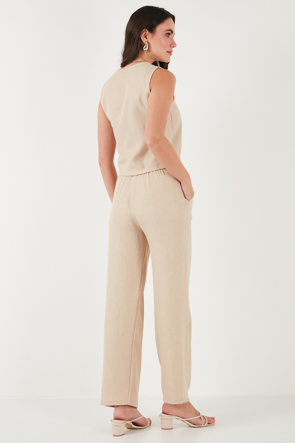 Lela Regular Fit Bol Paça Yelekli Takım Bayan TAKIM 67045162S4 görsel 7