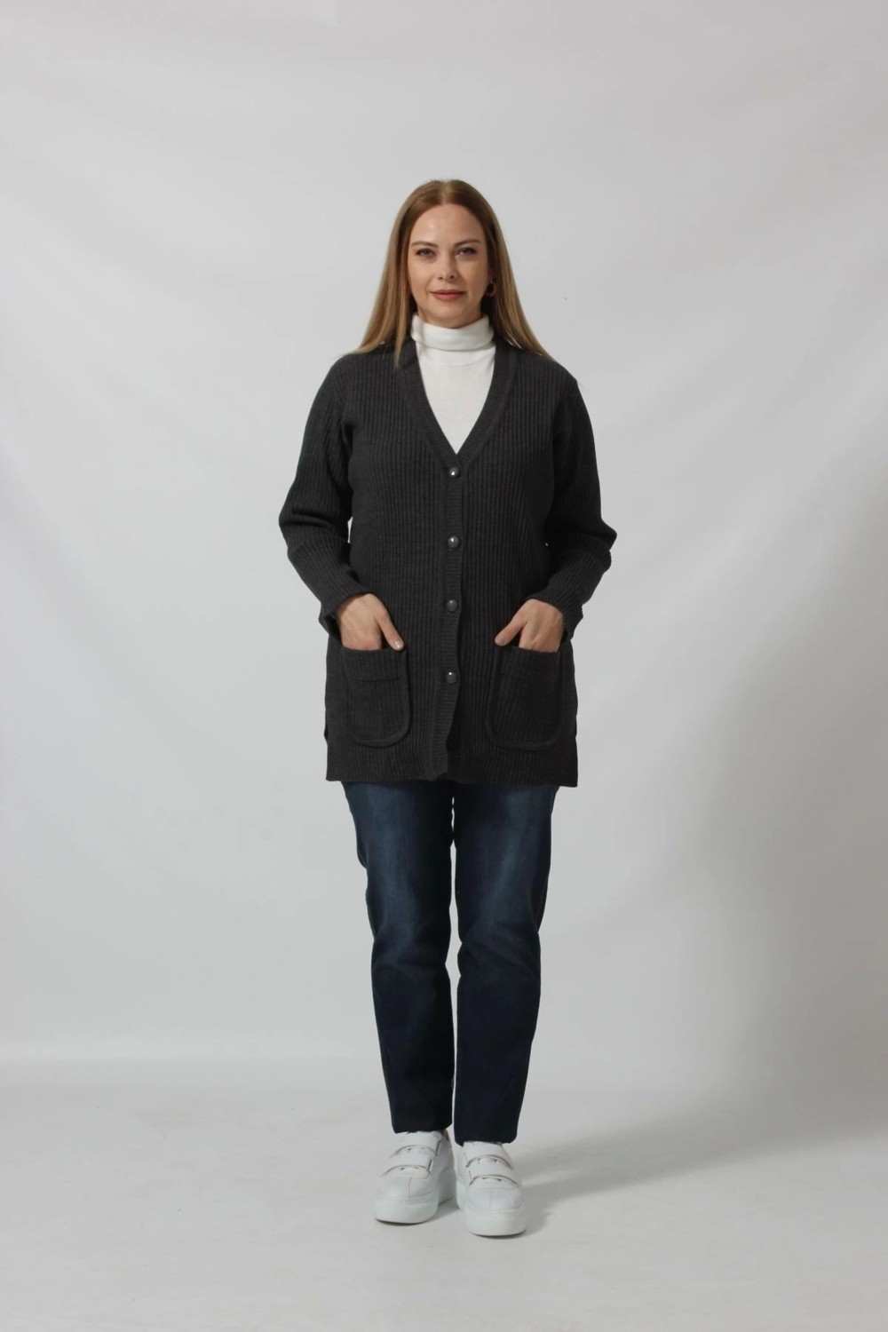 Moda Berray Düğmeli Cepli Hırka görsel 3