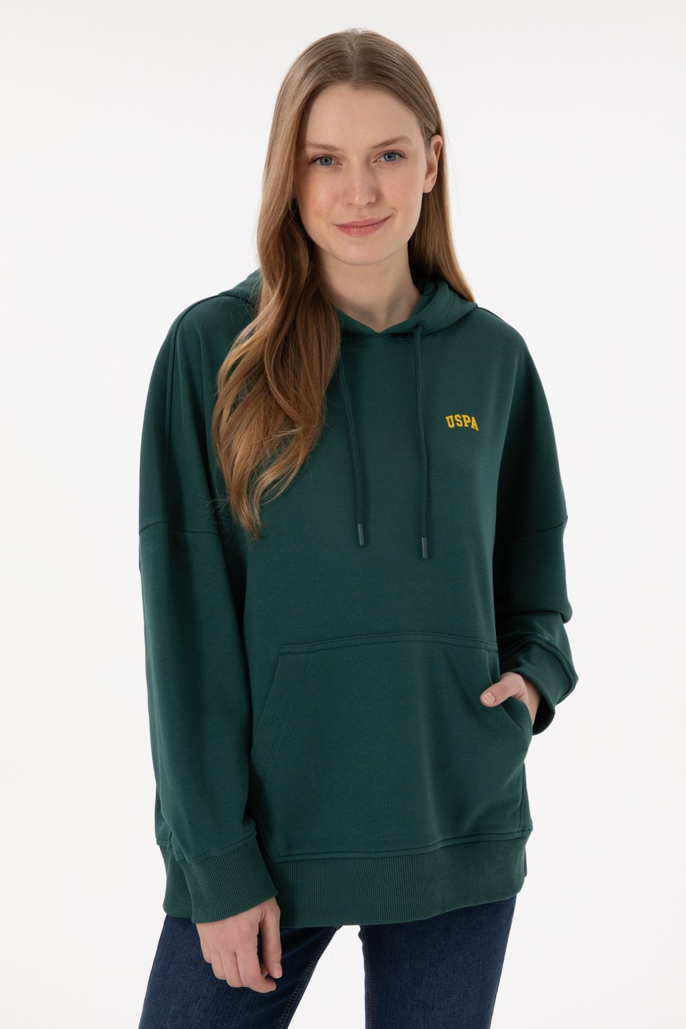 U.S. Polo Assn. Kadın Pudra Kapüşonlu Basic Sweatshirt 50297324-VR042