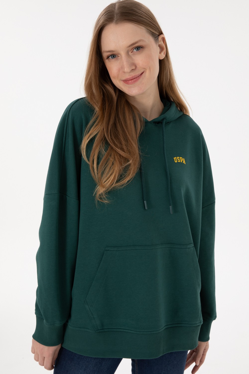 U.S. Polo Assn. Kadın Pudra Kapüşonlu Basic Sweatshirt 50297324-VR042 görsel 3