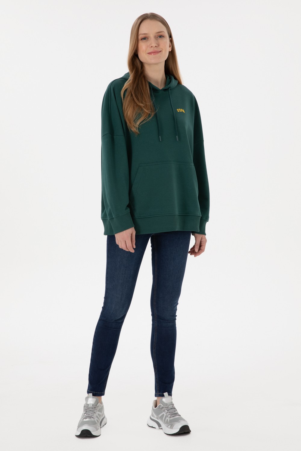 U.S. Polo Assn. Kadın Pudra Kapüşonlu Basic Sweatshirt 50297324-VR042 görsel 4