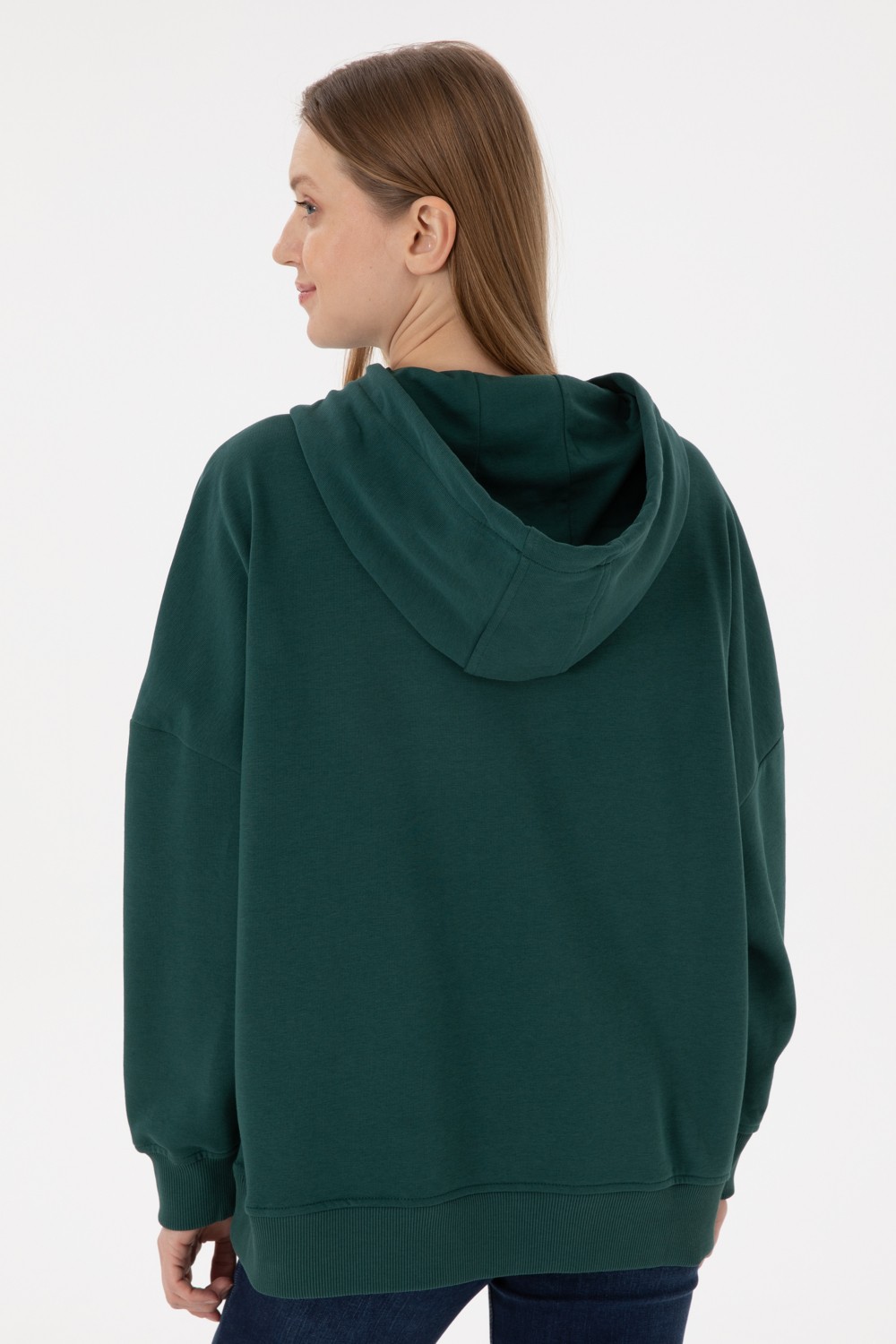 U.S. Polo Assn. Kadın Pudra Kapüşonlu Basic Sweatshirt 50297324-VR042 görsel 5