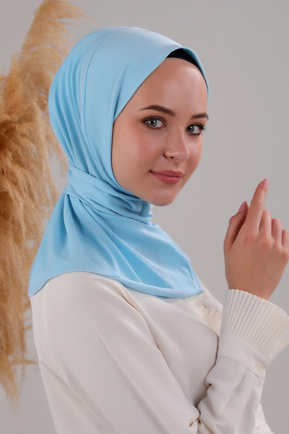 Melodi Scarf Kadın Tesettür Pratik Çıtçıtlı Sandy Fular Hazır Deniz Havuz Uyumlu Bone Siyah görsel 2