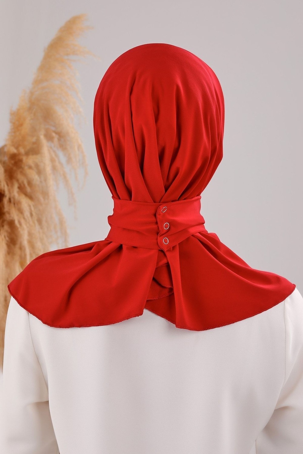 Melodi Scarf Kadın Tesettür Pratik Çıtçıtlı Sandy Fular Hazır Deniz Havuz Uyumlu Bone Siyah görsel 8