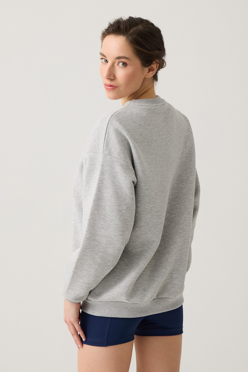 Los Ojos Ekru Geniş Kalıp Bisiklet Yaka Sweatshirt Crew Neck görsel 3