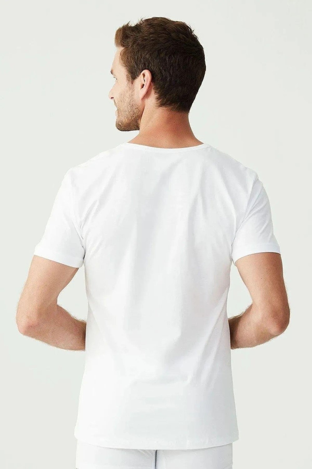 U.S. Polo Assn. 90001 Erkek Siyah Pamuklu Battal Beden 2 Li V Yaka T-Shirt görsel 2