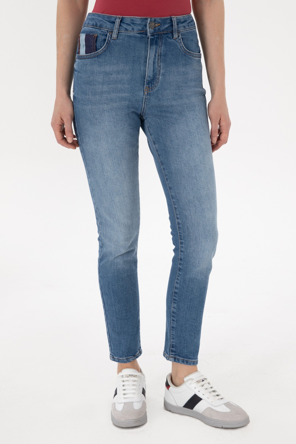 U.S. Polo Assn. Kadın Mavi Slim High Waist Fit Jean Pantolon 50266283-DN0022 görsel 2