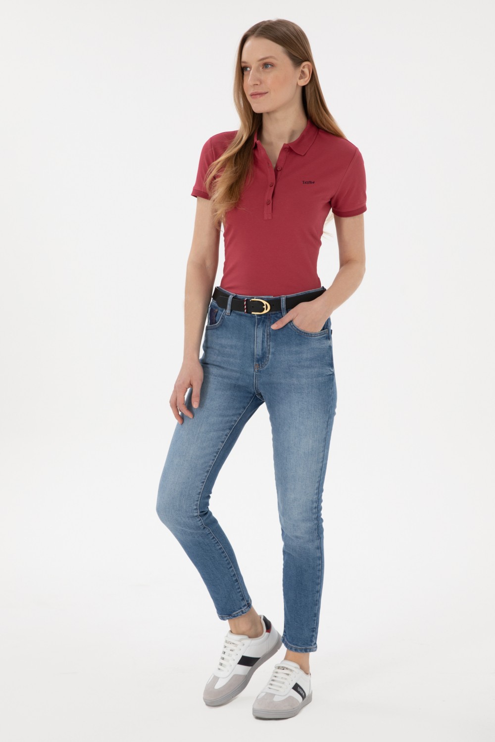 U.S. Polo Assn. Kadın Mavi Slim High Waist Fit Jean Pantolon 50266283-DN0022 görsel 3