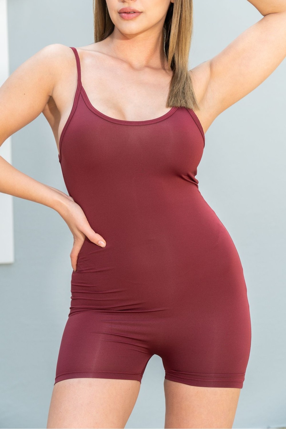 Maison La Femme Vücuda Oturan Kadın Spor Şort Tulum / Toparlayıcı Askılı Spor Tulum görsel 5