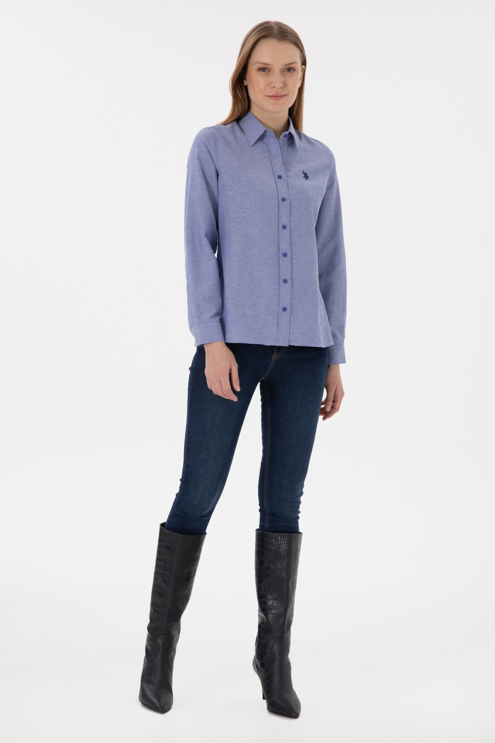 U.S. Polo Assn. Kadın Fuşya Gömlek Basic 50297002-VR023 görsel 4