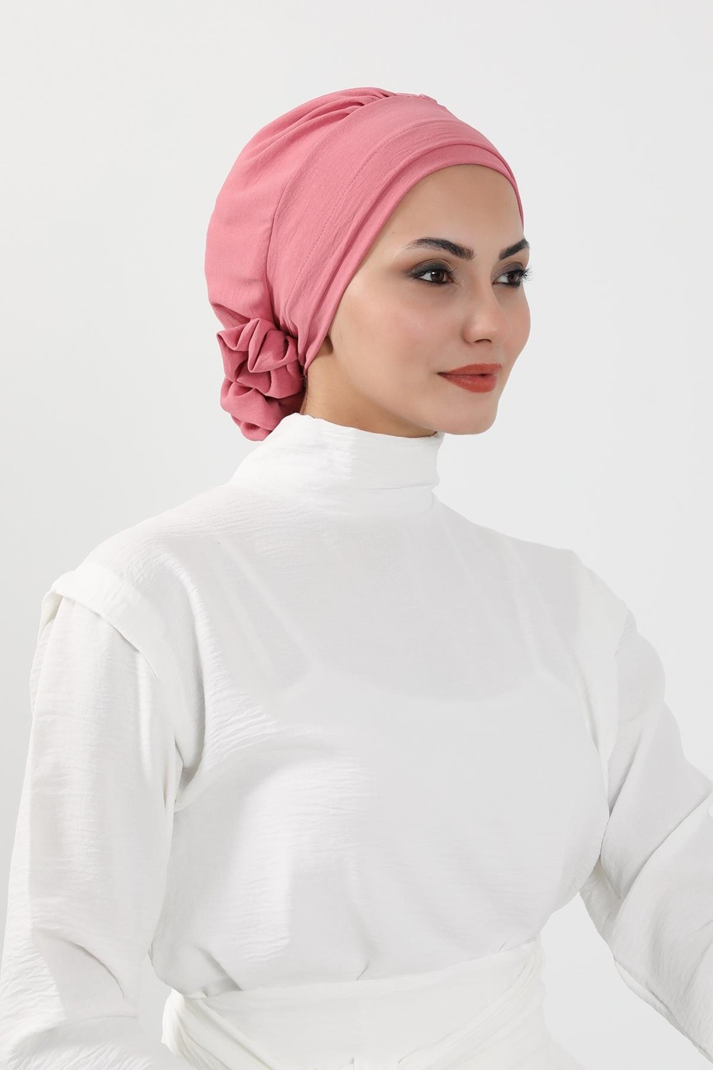 Ayşe Tasarım Zarif Hazır Türban,Koyu Pembe,HT-92 görsel 5