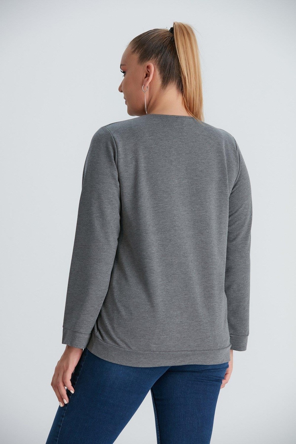 Imagine Giyim Baskılı Nakış Detaylı Büyük Beden Sweatshirt görsel 5
