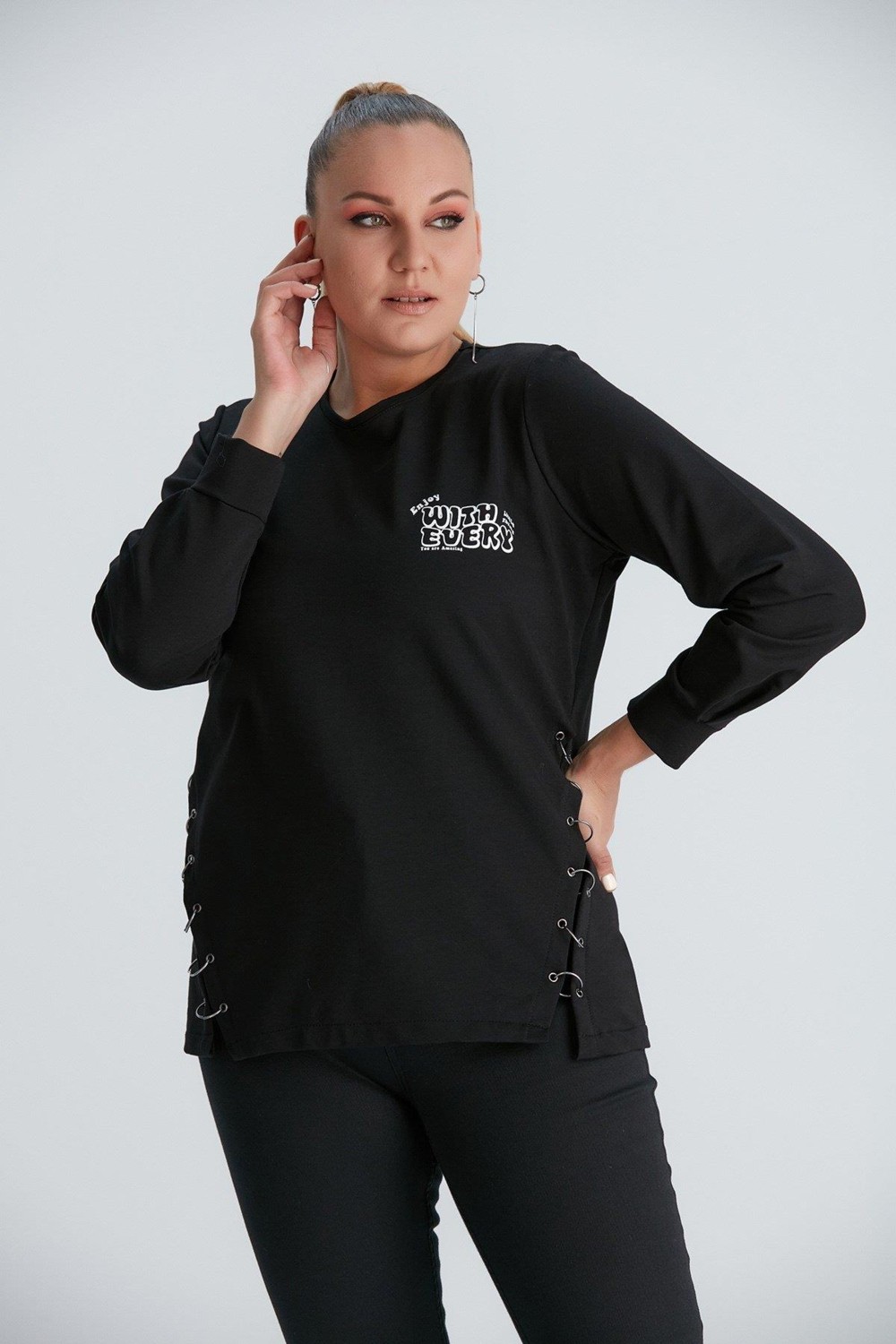 Imagine Giyim Eteği Halka Detaylı Büyük Beden Sweatshirt görsel 6