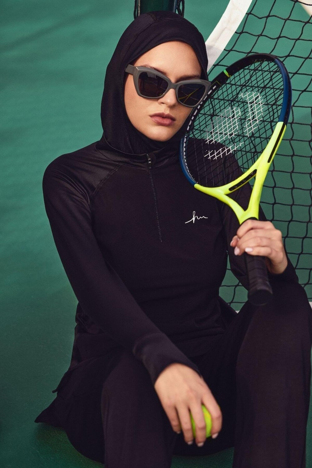 Haşema Active H-Per Cepli Uzun Kollu Siyah Tesettür Antrenman Tişörtü Fermuarlı Yaka Polyester Act-7