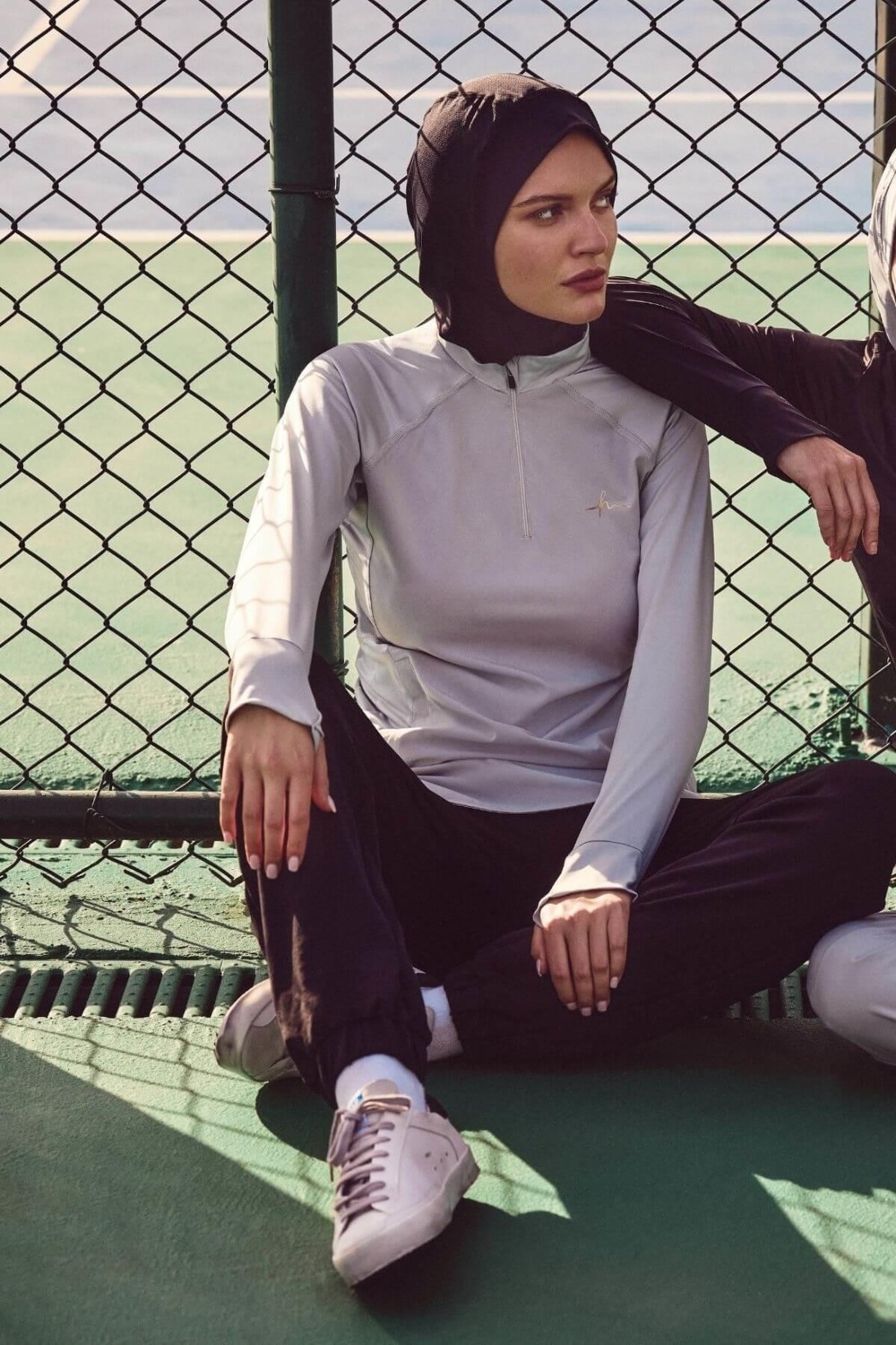 Haşema Active H-Per Cepli Uzun Kollu Siyah Tesettür Antrenman Tişörtü Fermuarlı Yaka Polyester Act-7