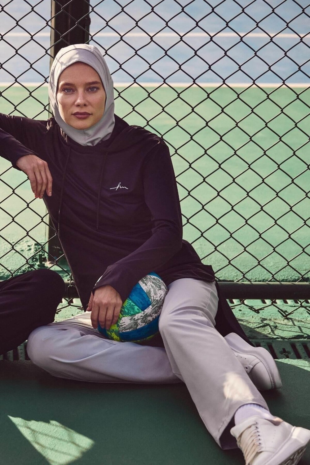 Haşema Active Uzun Kollu Kapüşonlu Siyah Tesettür Antrenman Tişörtü Act-6
